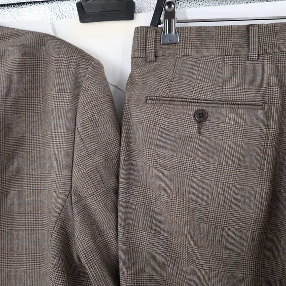 Zara Suit Mens 42 34x33 Single Breasted Two Button Straight Leg Two Piece Plaid